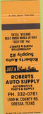 Matchbook Cover - Roberts Auto Supply Odessa TX