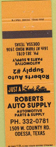 Matchbook Cover - Roberts Auto Supply Odessa TX
