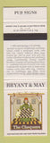 Matchbook Cover - Bryant and May UK England Pub Signs The Chequers