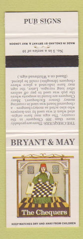 Matchbook Cover - Bryant and May UK England Pub Signs The Chequers