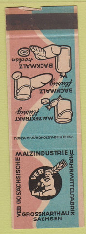 Matchbook Cover - Veb Sachsische Malzindustrie Paint WORN SAMPLE