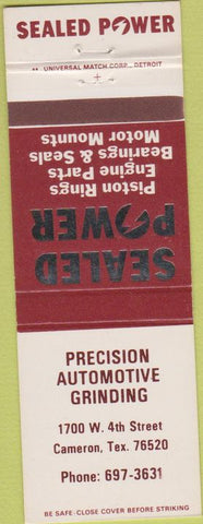 Matchbook Cover - Sealed Power Piston Rings Grinding Cameron TX