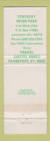Matchbook Cover - Kentucky Horse Park Racing Lexington KY