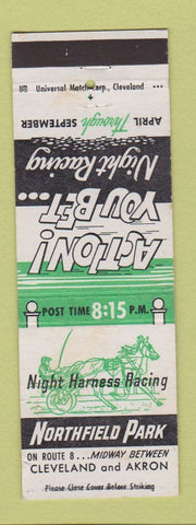 Matchbook Cover - Northfield Park Horse Racing between Cleveland Akron OH WEAR