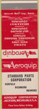 Matchbook Cover - Aeroquip auto parts Norfolk Richmond Roanoke VA