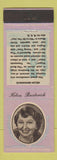 Matchbook Cover - 1930's Diamond Movie Stars Helen Broderick LAVENDER