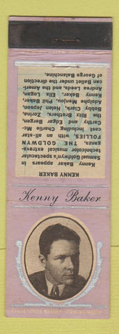 Matchbook Cover - 1930's Diamond Movie Stars Kenny Baker LAVENDER