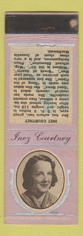 Matchbook Cover - 1930's Diamond Movie Stars Inez Courtney WEAR LAVENDER