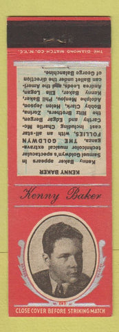 Matchbook Cover - 1930's Diamond Movie Stars Kenny Baker RED