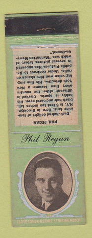 Matchbook Cover - 1930's Diamond Movie Stars Phil Regan GREEN