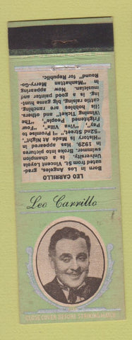 Matchbook Cover - 1930's Diamond Movie Stars Leo Carrillo  GREEN