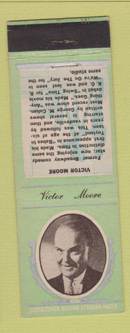 Matchbook Cover - 1930's Diamond Movie Stars Victor Moore GREEN