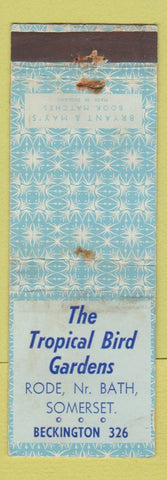 Matchbook Cover - Tropical Bird Gardens Bath Somerset Beckington UK WORN