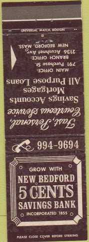 Matchbook Cover - 5 Cents Savings Bank New Bedford MA
