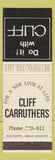 Matchbook Cover - Cliff Carruthers Insurance New Zealand
