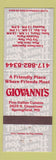 Matchbook Cover - Fiovanni's Italian Restaurant Springfield MD