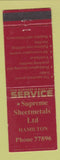 Matchbook Cover - Supreme Sheet Metal Hamilton New Zealand