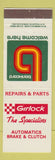 Matchbook Cover - Girlock Automatic Brake Clutch Belmore Miranda Australia