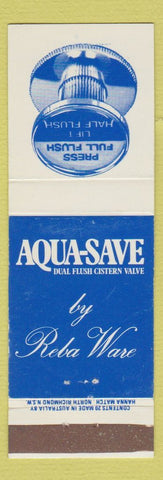 Matchbook Cover - Aqua Save Flushing Reba Ware Australia Campbelltown Sumner