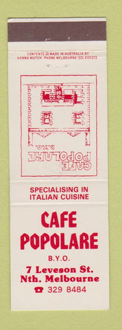 Matchbook Cover - Cafe Popolare Melbourne Australia