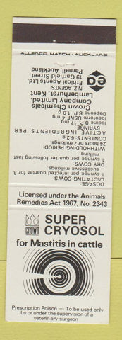 Matchbook Cover - Superior Cryosol Cattle Vaccine Lamberthurst Kent New Zealand