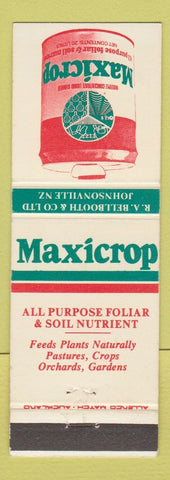 Matchbook Cover - Maxicrop Soil Nutrient New Zealand Johnsonville