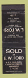 Matchbook Cover - EW Ford Wynberg South Africa auctioneer WEAR