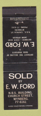 Matchbook Cover - EW Ford Wynberg South Africa auctioneer WEAR
