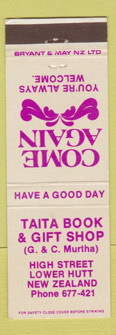 Matchbook Cover - Taita Book Gift Shop Lower Hutt New Zealand