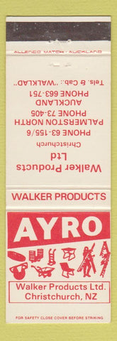 Matchbook Cover - Ayro Walker Products Christchurch New Zealand Palmerston