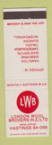 Matchbook Cover - London Wool Brokers Hastings New Zealand  WEAR