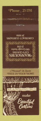 Matchbook Cover - Mansours Curtains Australia