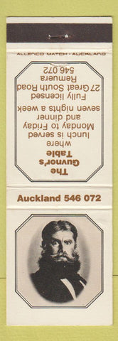 Matchbook Cover - Guvnor's Table Remuera New Zealand
