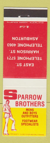 Matchbook Cover - Sparrow Brothers Men's Clothes Ashburton New Zealand
