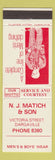 Matchbook Cover - NJ Matich Son Men's Clothes Dargaville New Zealand