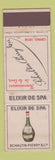 Matchbook Cover - Elixir De Spa Water Belgium