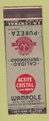 Matchbook Cover - Aceite Cristal Wampole Pureza Mexico WEAR