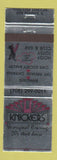 Matchbook Cover - Knickers Steak House Des Plaines IL MISCUT