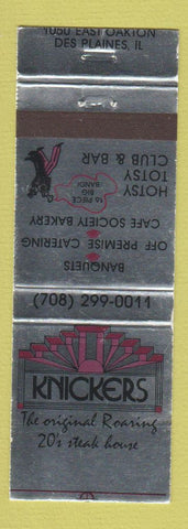 Matchbook Cover - Knickers Steak House Des Plaines IL MISCUT