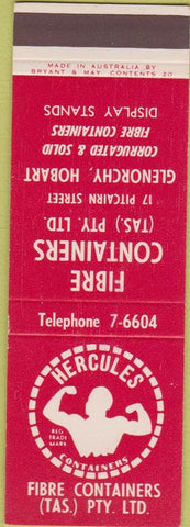 Matchbook Cover - Hercules Fibre Containers Glenorchy Hobart SAMPLE