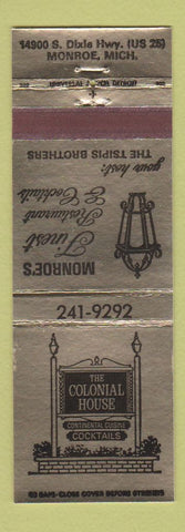 Matchbook Cover - Colonial House Restaurant Monroe MI