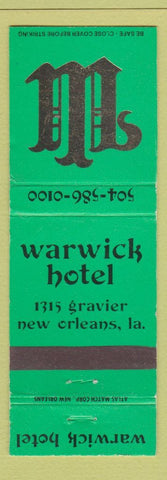 Matchbook Cover - Warwick Hotel New Orleans LA