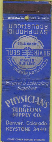 Matchbook Cover - Physicians Surgeons Supply Denver CO WORN