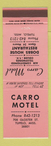 Matchbook Cover - Carro Motel Dobbs House Tupelo MS