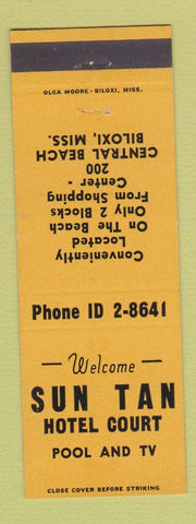 Matchbook Cover - Sun Tan Hotel Court Biloxi MS