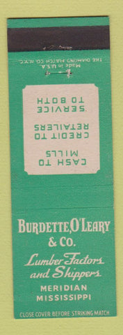 Matchbook Cover - Burdette O'Leary Lumber Meridian MS