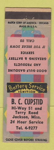 Matchbook Cover - BC Cupstid Gulf oil gas Jackson MS