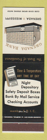 Matchbook Cover - Grenada Bank MS