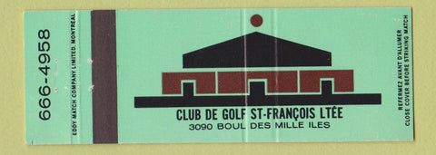 Matchbook Cover - Club De Golf St Francois QC Full Length