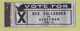 Matchbook Cover - Geo Gallagher Alderman Election WORN Full Length